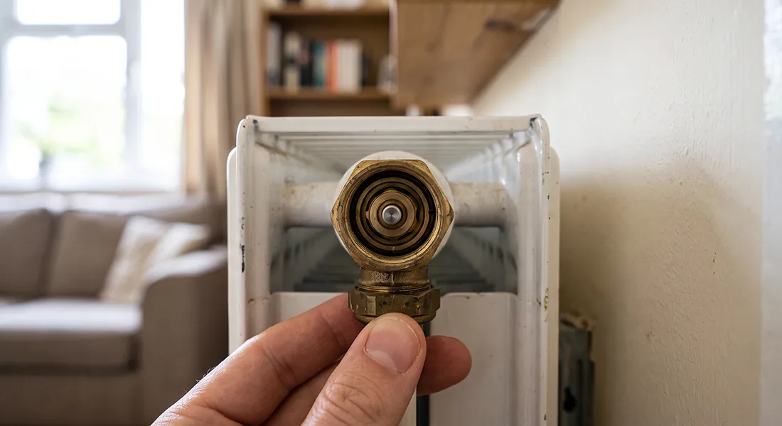 Válvula termostática de radiador sin cabezal mostrando el pin interior